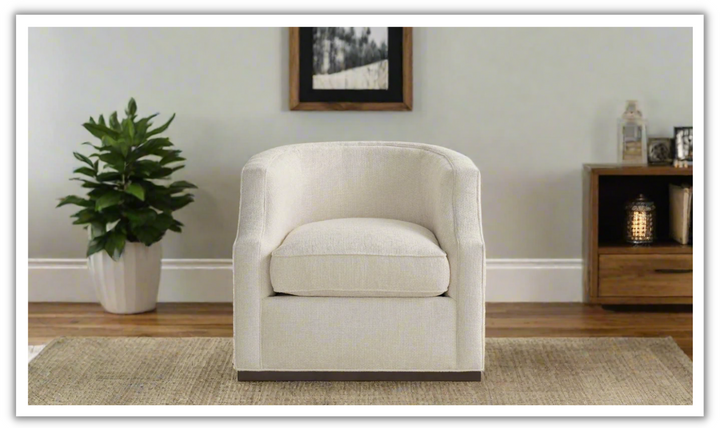 Universal Furniture Sara Curved Fabric Swivel Chair in White