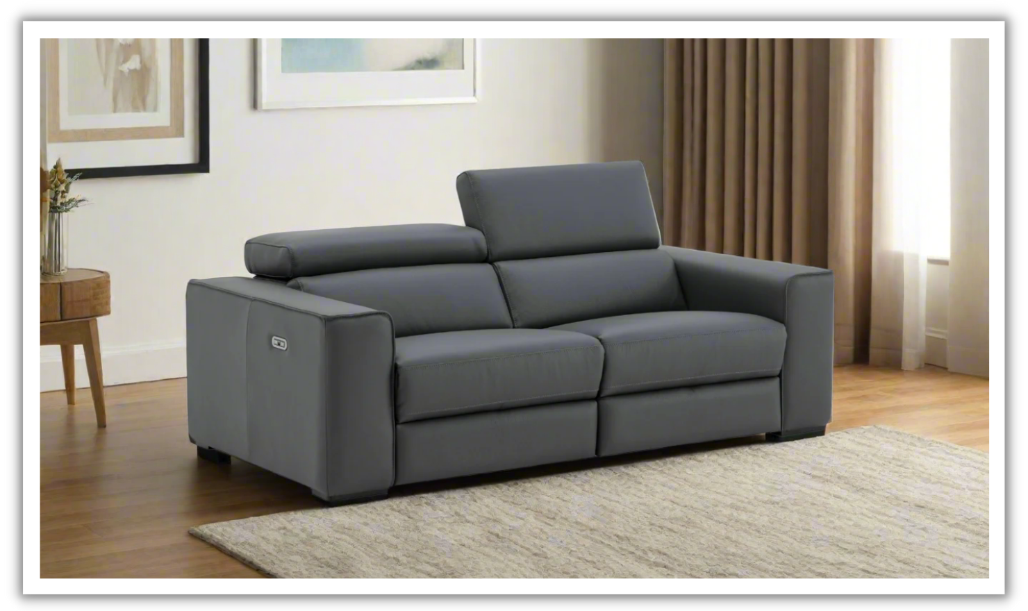 Jennifer Italia Incanto Leather Power Recliner Loveseat with Storage Console