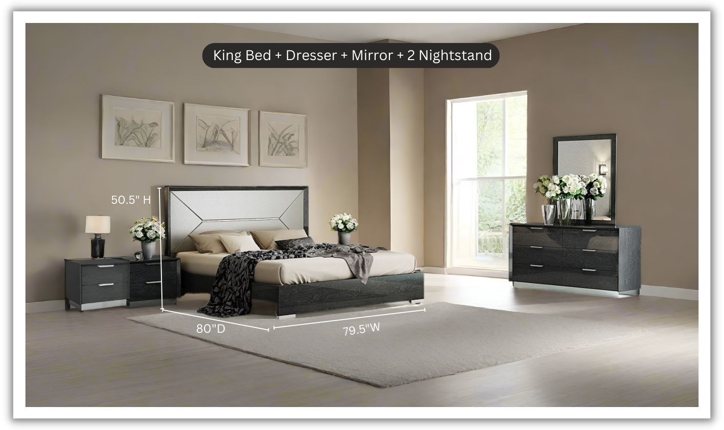 Jennifer Italia Monte Leone King/Queen Size Bed Bedroom Set