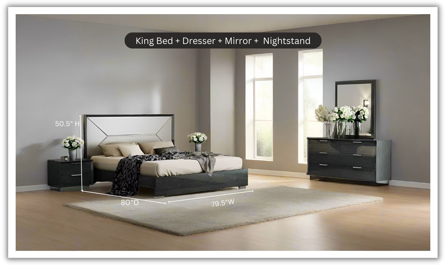 Jennifer Italia Monte Leone King/Queen Size Bed Bedroom Set
