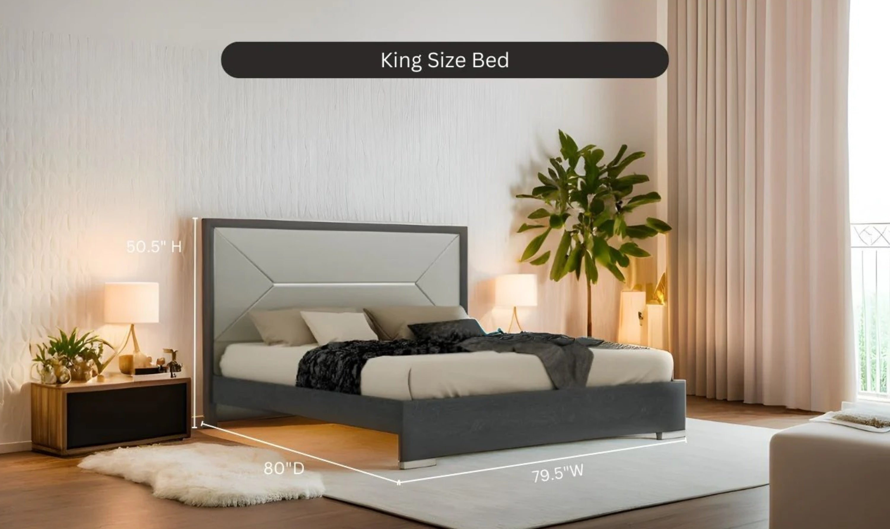 Monte Leone King/Queen Size Bed Bedroom Set- Jennifer Furniture