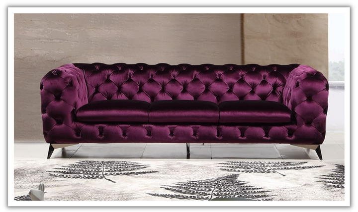 Jennifer Italia Primrose 3-Seater Velour Fabric Tufted Sofa