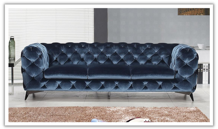Jennifer Italia Primrose 3-Seater Velour Fabric Tufted Sofa