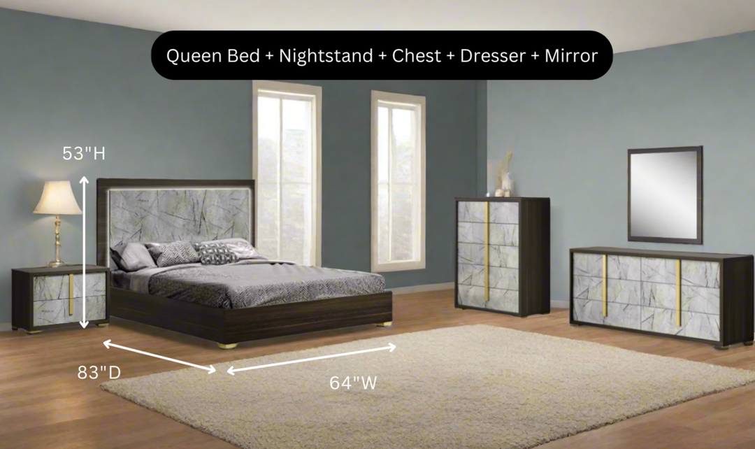 Jennifer Italia Travertine Premium Bedroom Set