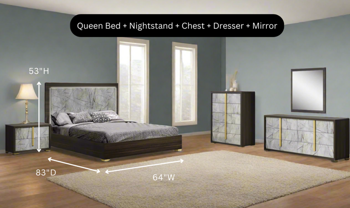 Jennifer Italia Travertine Premium Bedroom Set