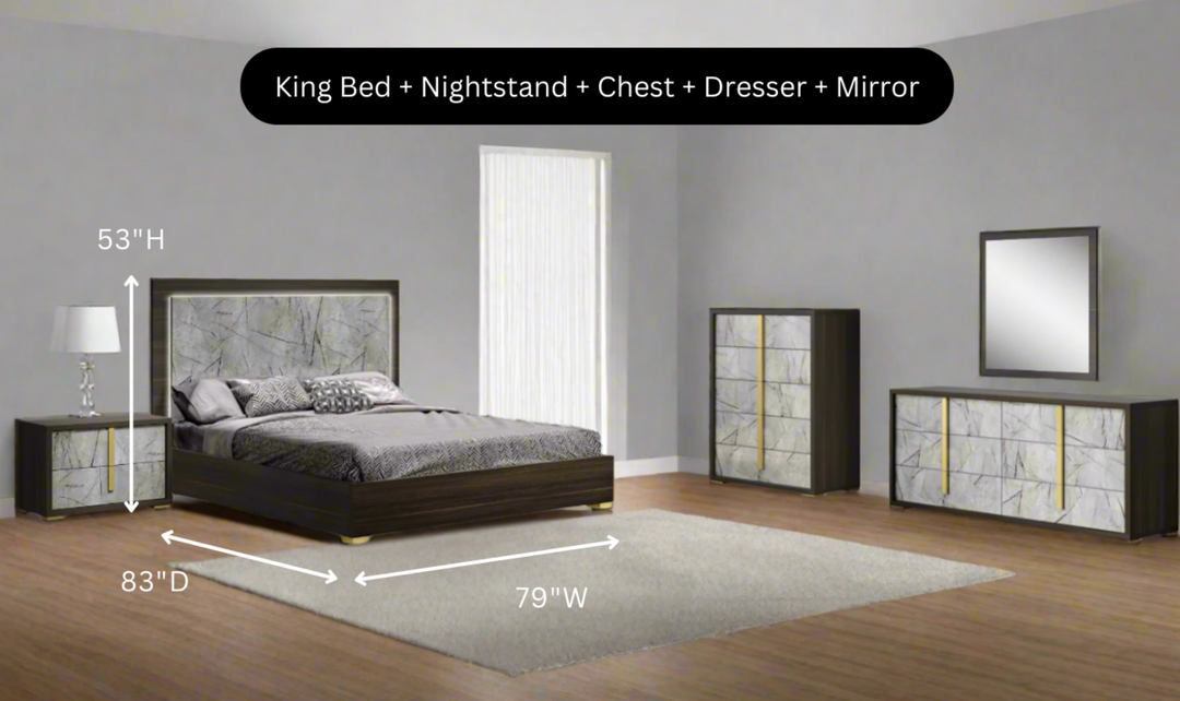 Jennifer Italia Travertine Premium Bedroom Set