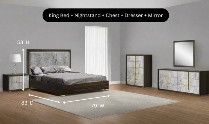 Jennifer Italia Travertine Premium Bedroom Set