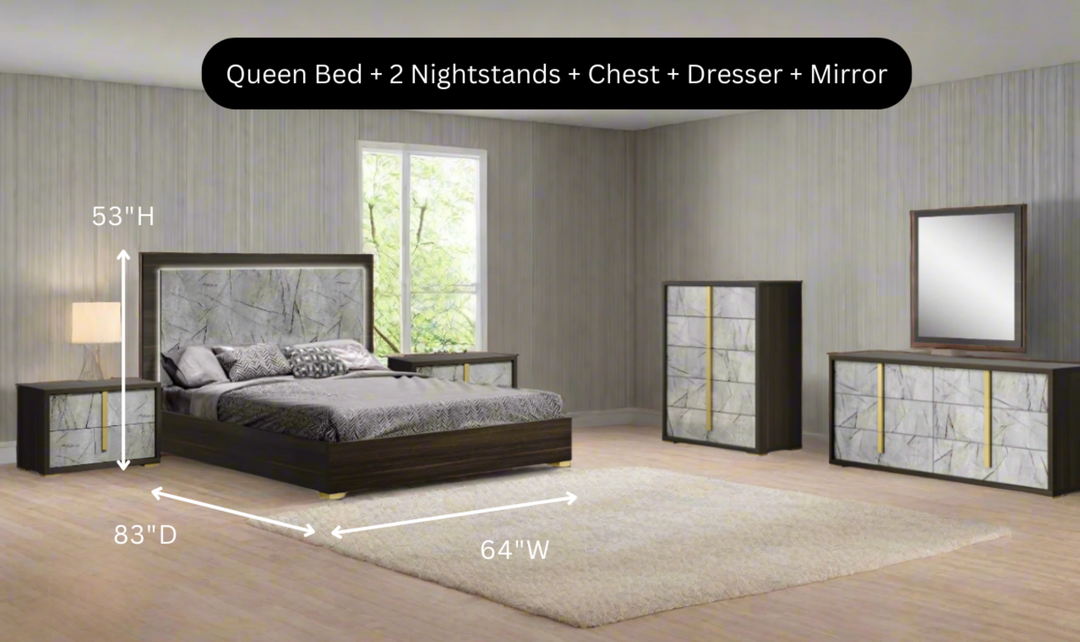 Jennifer Italia Travertine Premium Bedroom Set