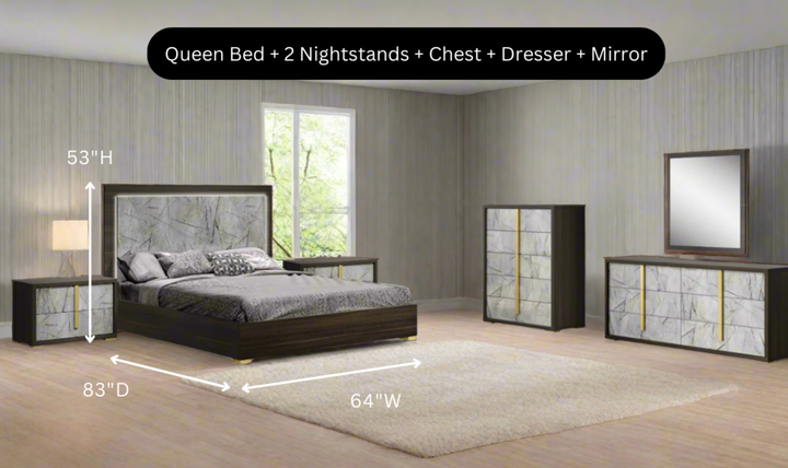Jennifer Italia Travertine Premium Bedroom Set
