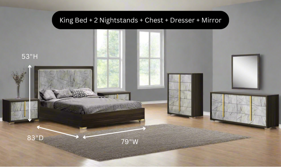 Jennifer Italia Travertine Premium Bedroom Set