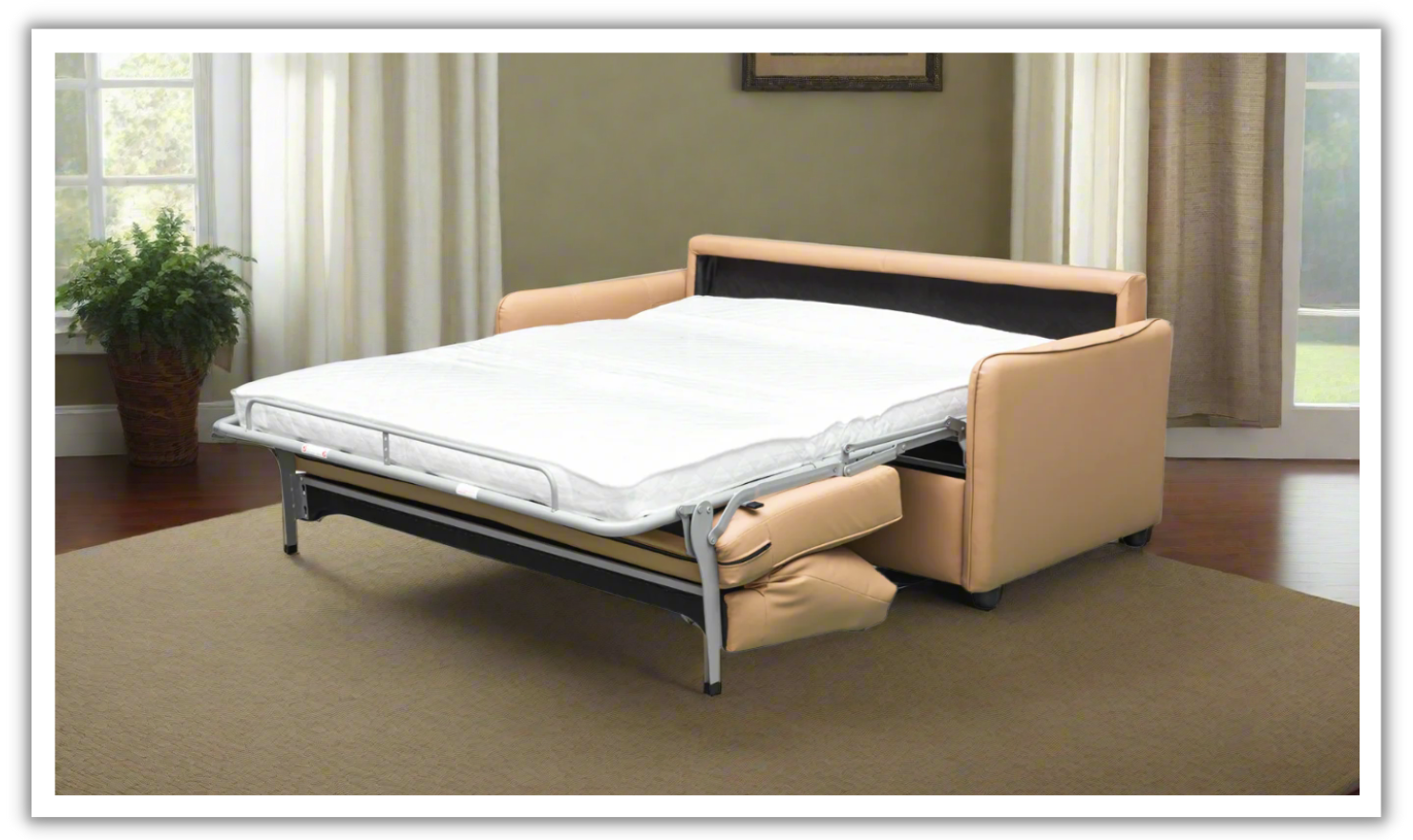 Jennifer Smart Full Leather Sleeper Sofa With Memory Foam Mattress-jennifer furniture