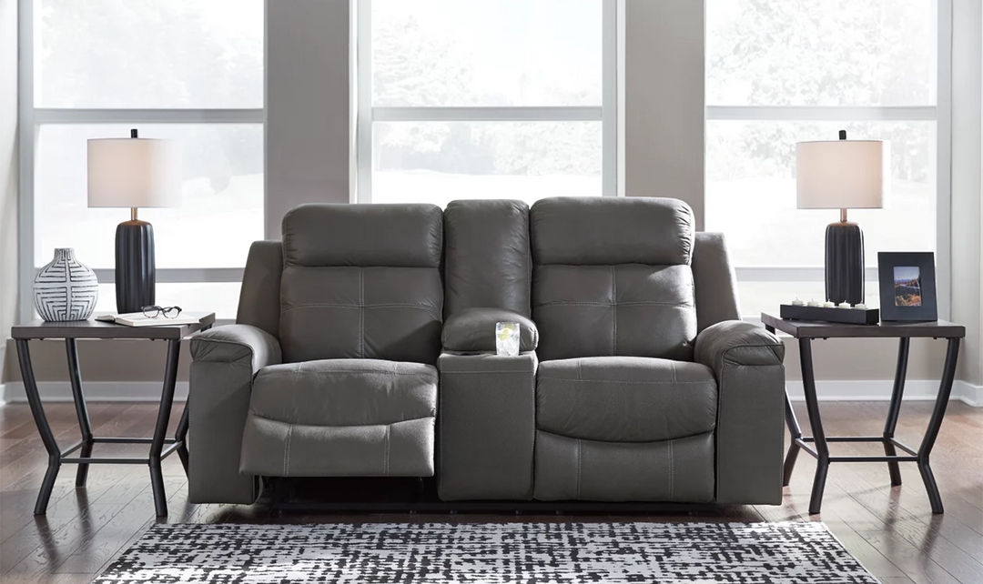 Jesolo Leather Reclining Loveseat with Console