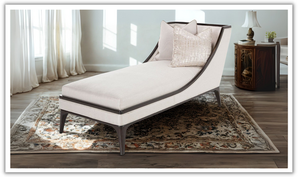 AICO Paris Chic Armless Chaise in Espresso Finish + 2 Accent Pillows