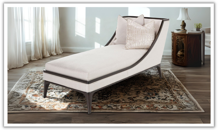 AICO Paris Chic Armless Chaise in Espresso Finish + 2 Accent Pillows