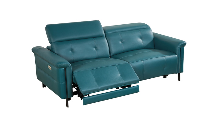 Klaussner Orlena Leather Marine Green Recliner and Sofa Set