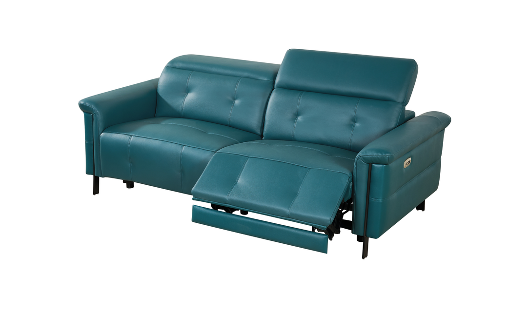 Klaussner Orlena Leather Marine Green Recliner and Sofa Set-Jennifer Furniture