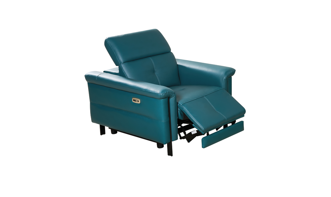 Klaussner Orlena Leather Marine Green Recliner and Sofa Set