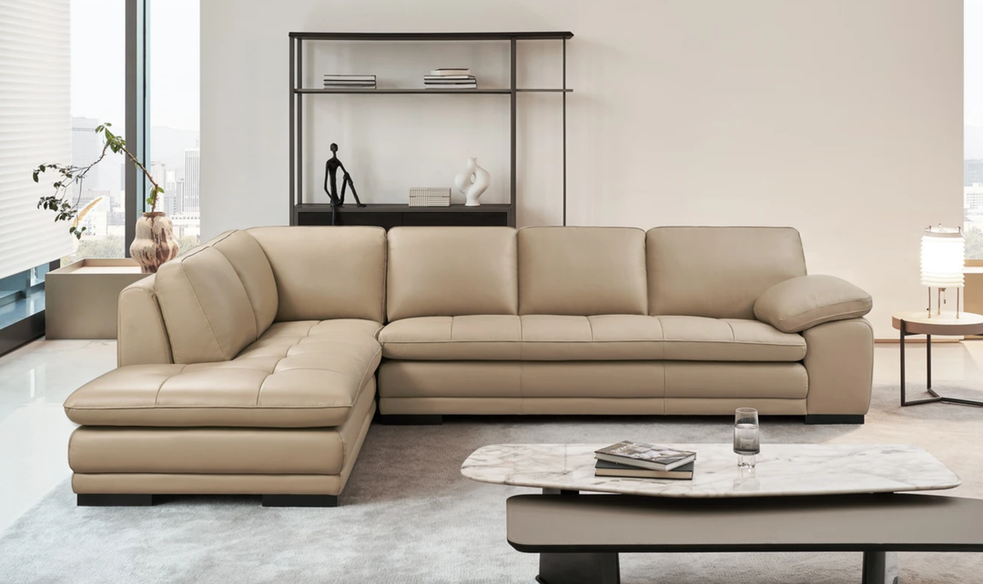Gio Italia Block Leather L-Shaped Sectional Sofa