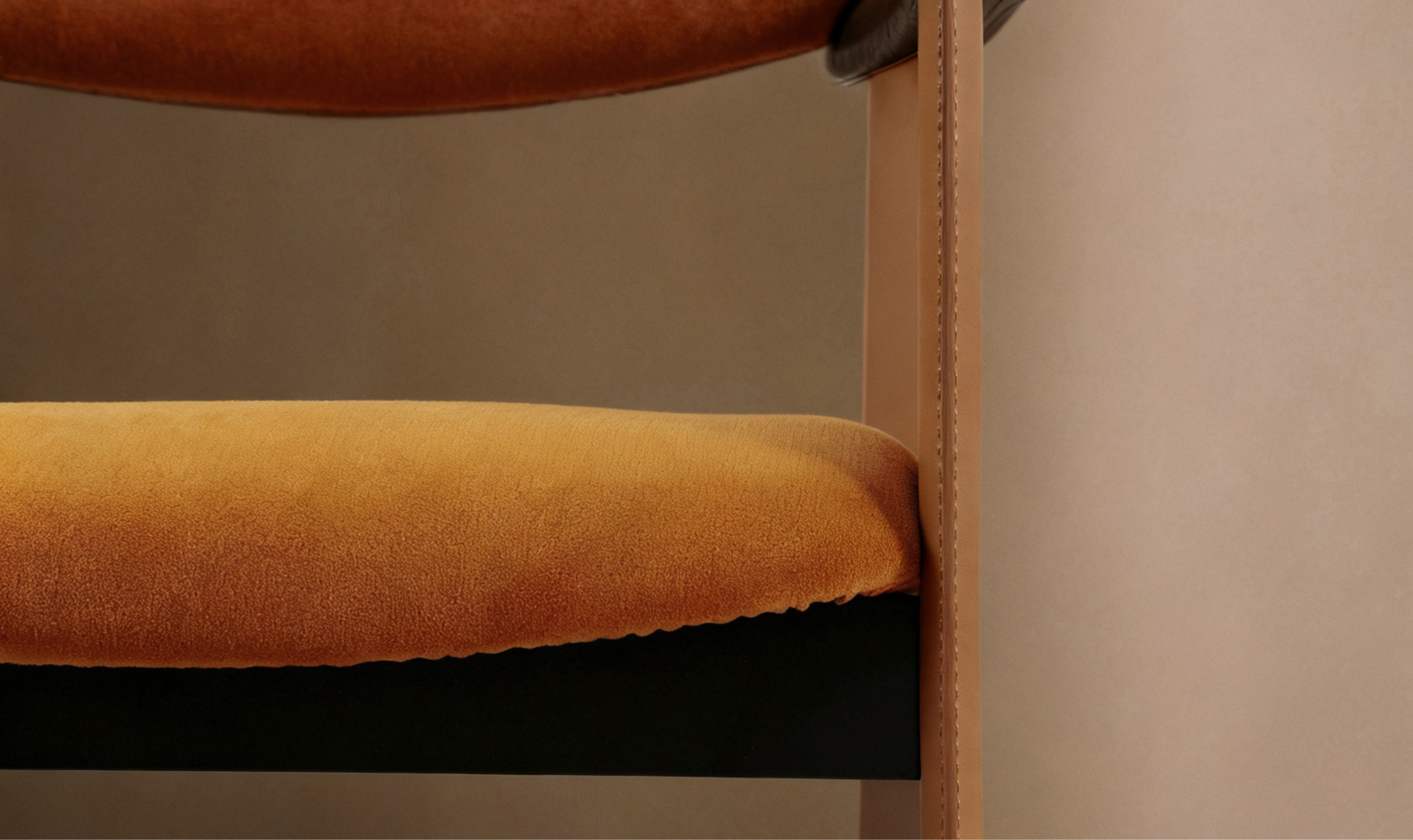 Klaussner Velyx Dirty Orange Leather Arm Dining Chair