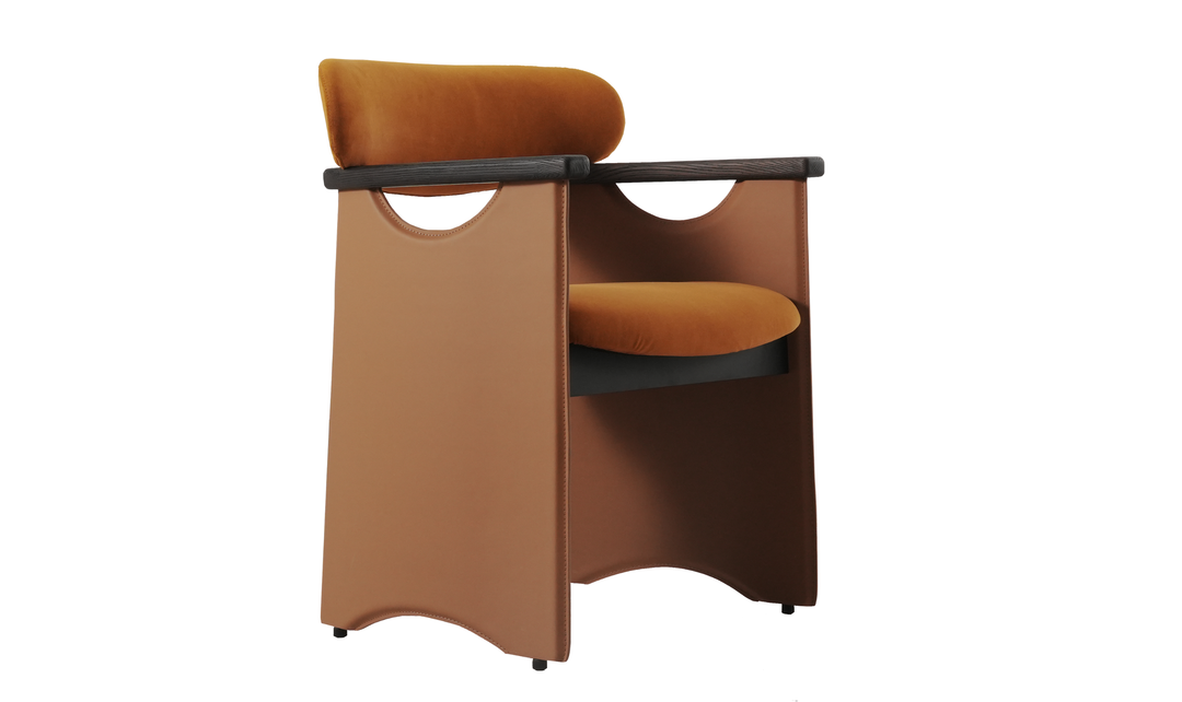 Klaussner Velyx Dirty Orange Leather Arm Chair-Jennifer Furniture