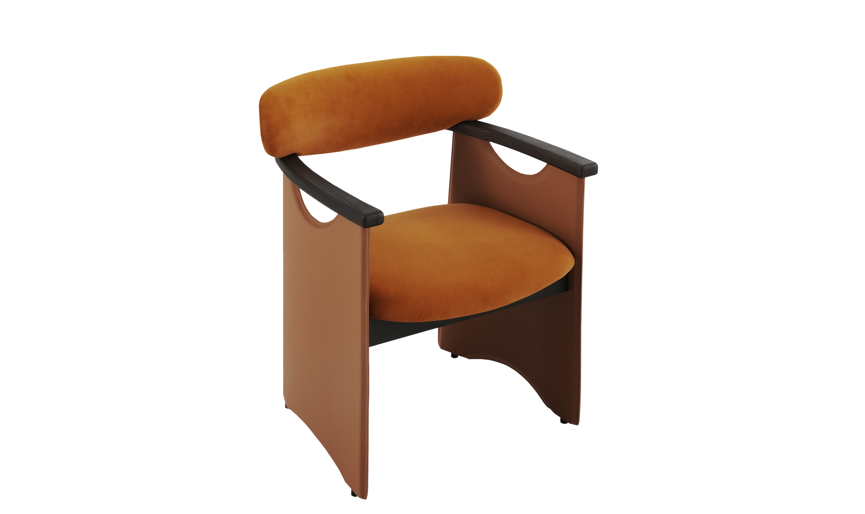 Klaussner Velyx Dirty Orange Leather Arm Dining Chair