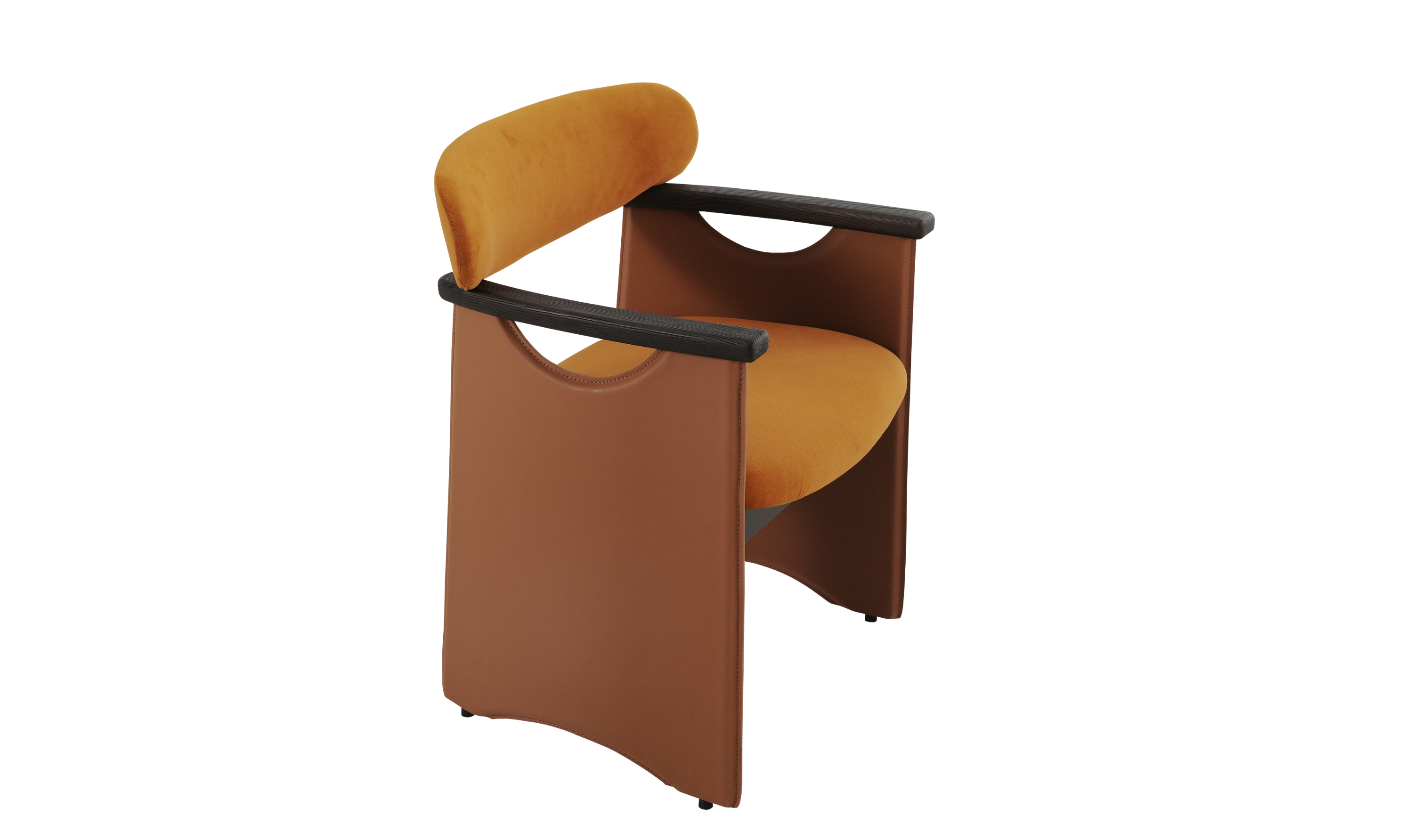Klaussner Velyx Dirty Orange Leather Arm Dining Chair