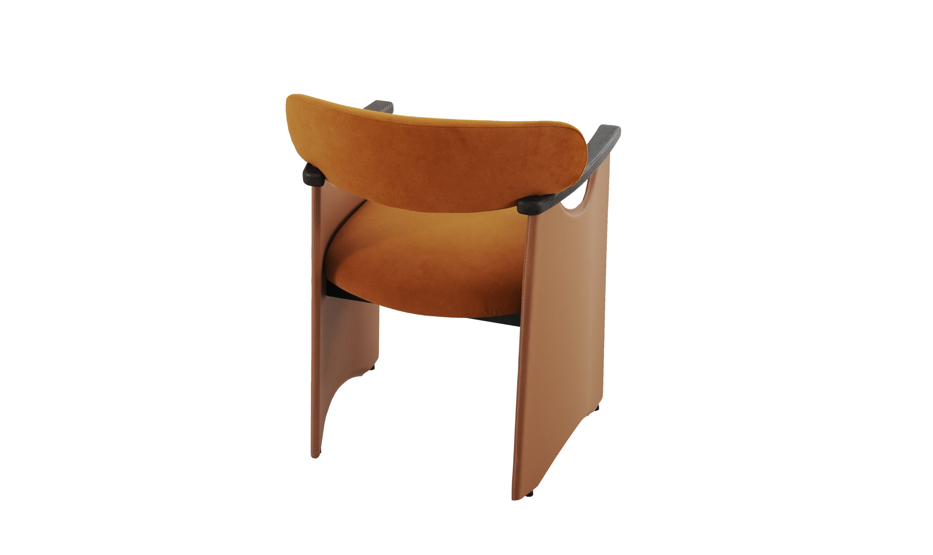 Klaussner Velyx Dirty Orange Leather Arm Dining Chair