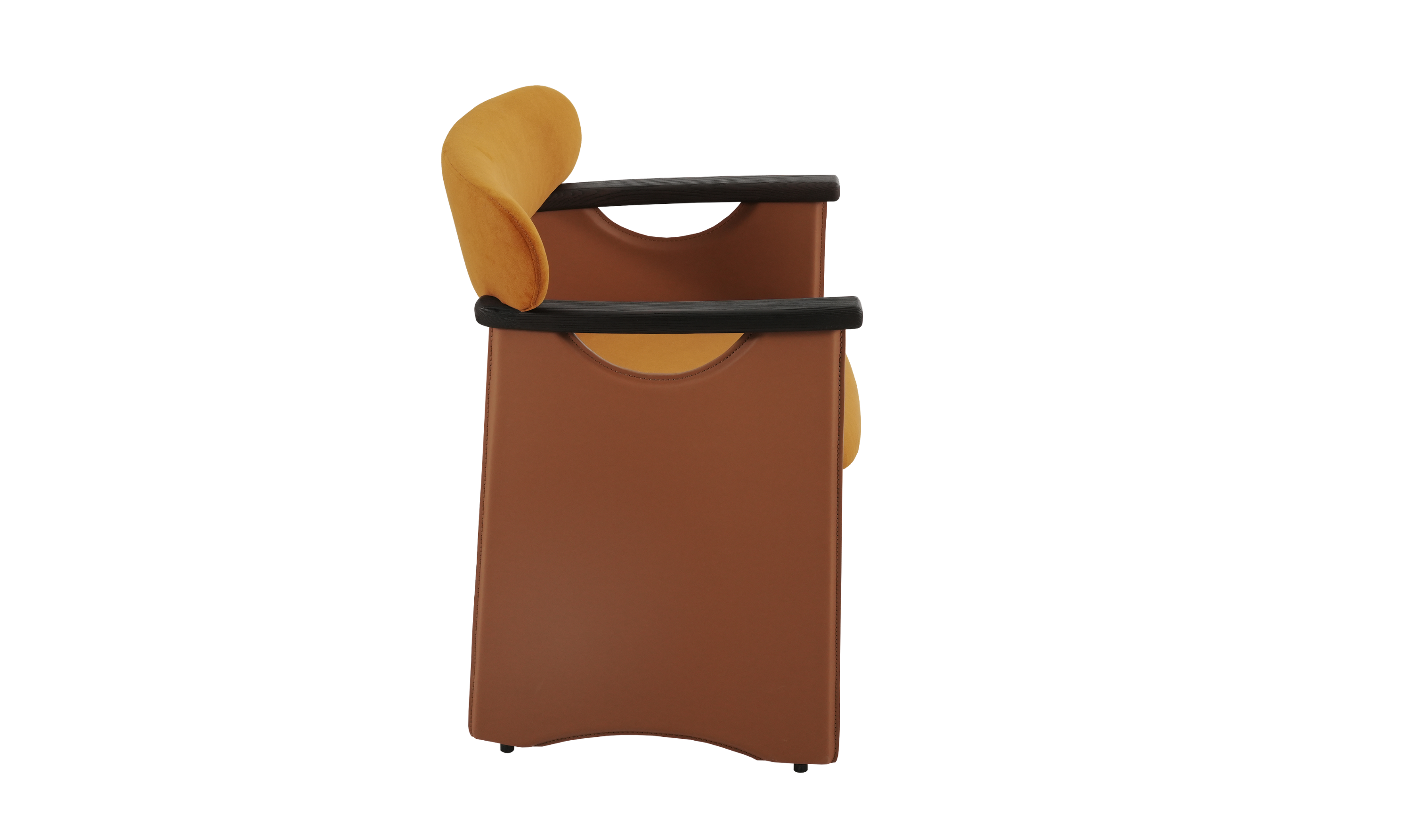 Klaussner Velyx Dirty Orange Leather Arm Dining Chair