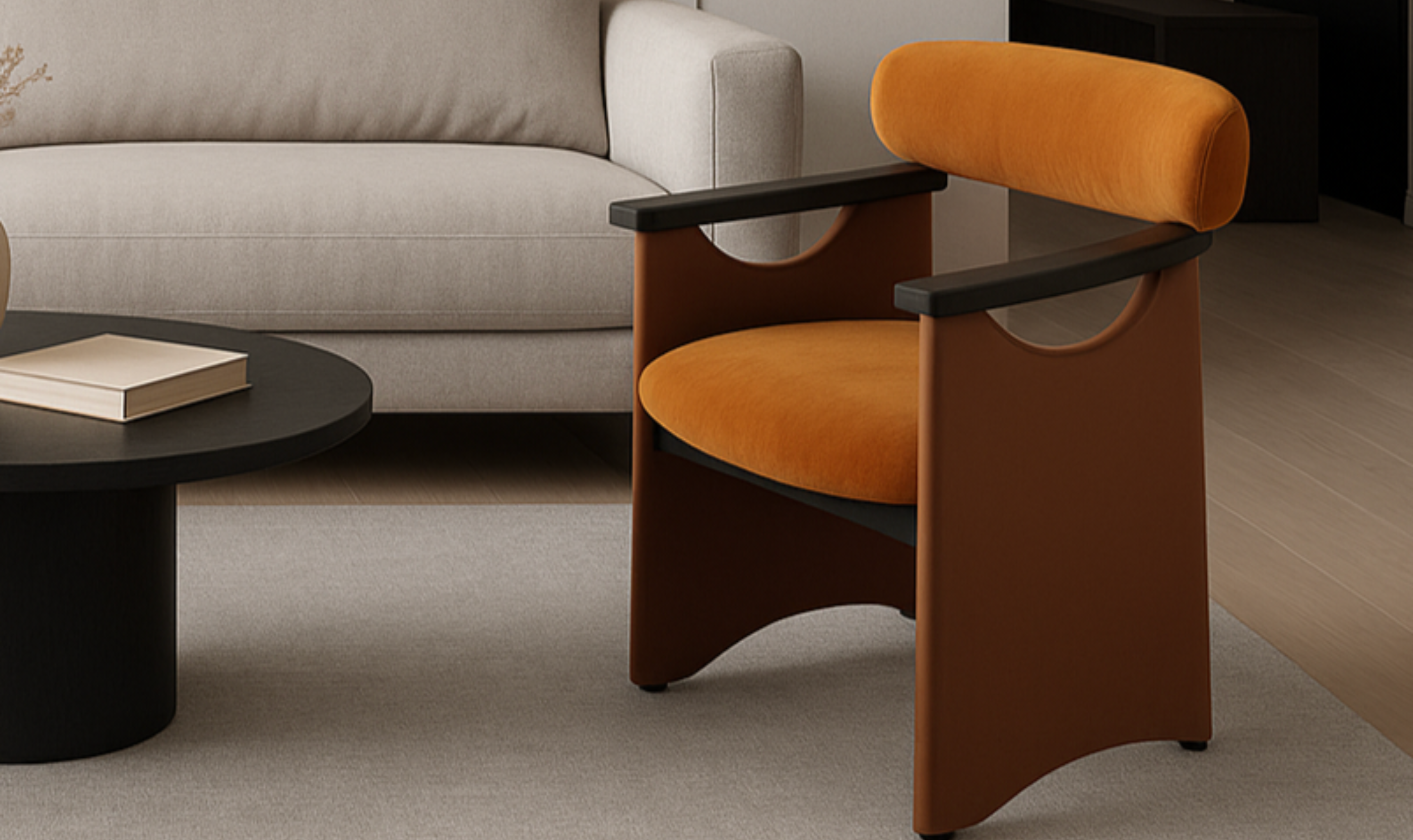 Klaussner Velyx Dirty Orange Leather Arm Chair-Jennifer Furniture