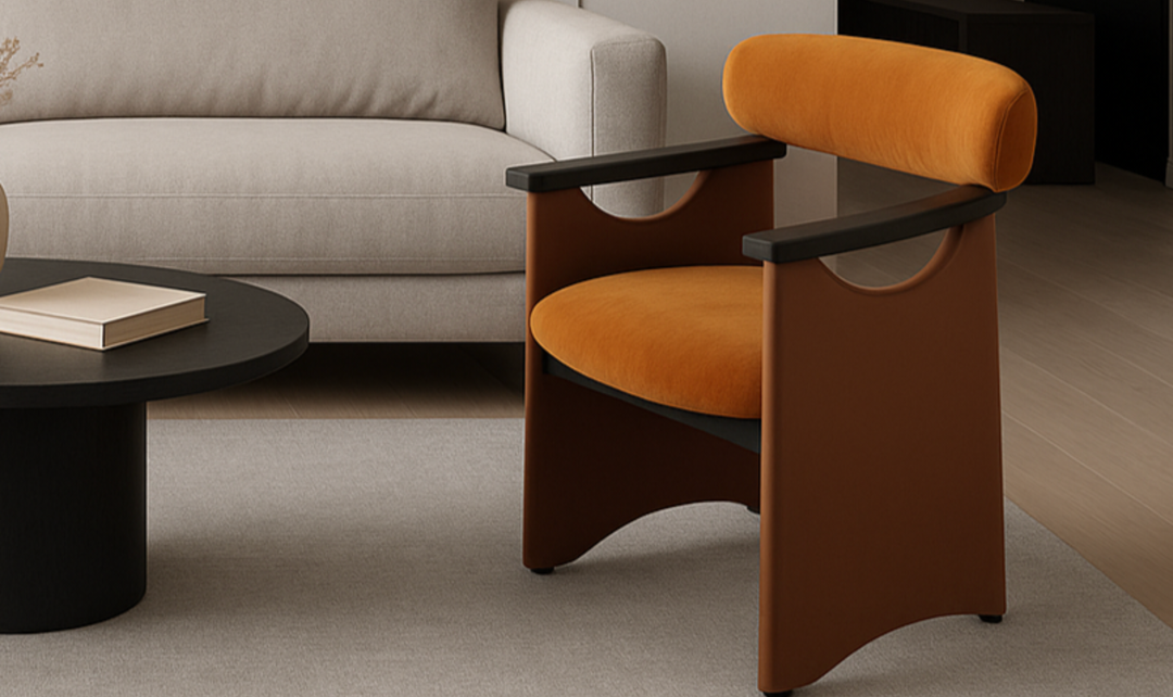 Klaussner Velyx Dirty Orange Leather Arm Chair-Jennifer Furniture