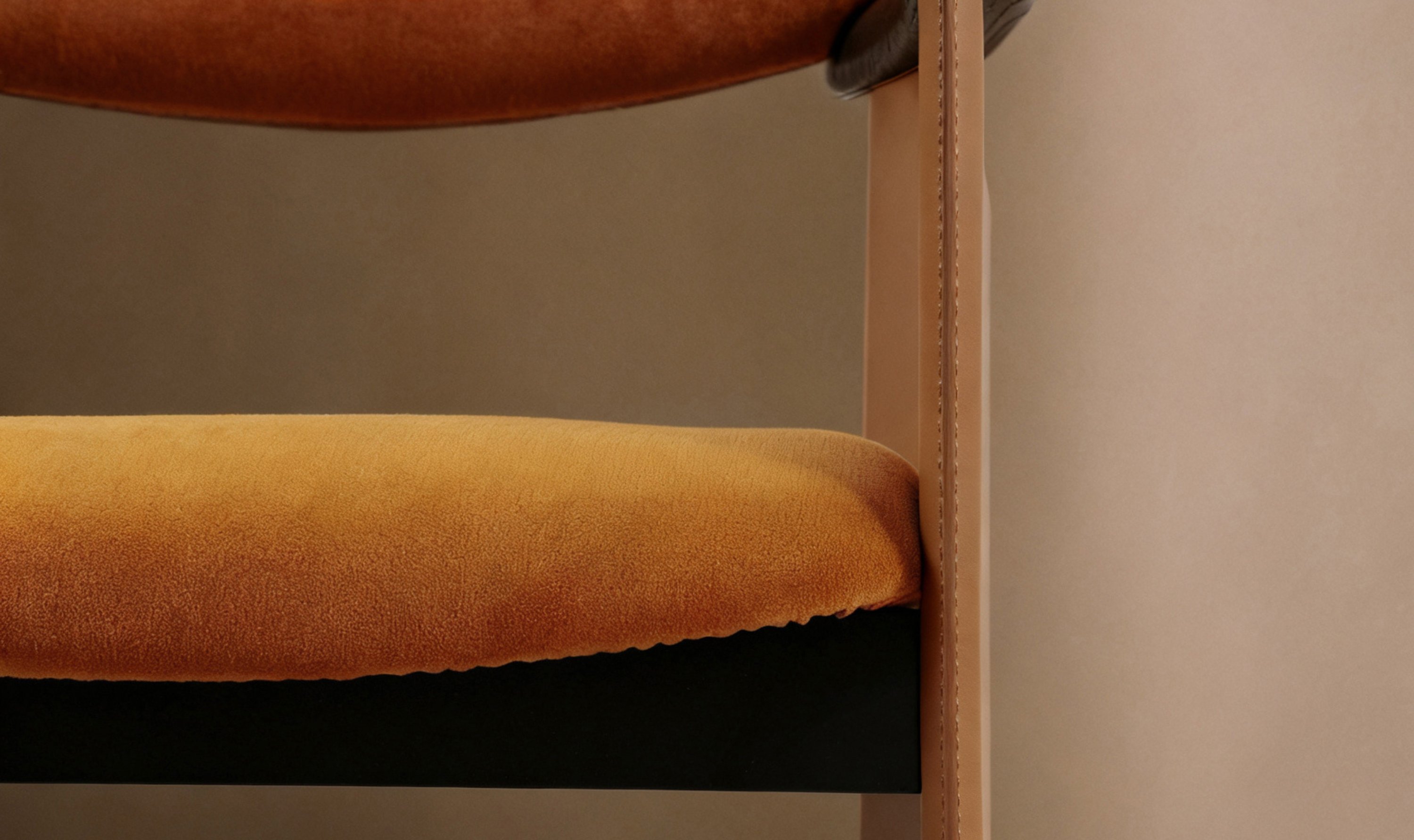 Klaussner Velyx Dirty Orange Leather Arm Dining Chair