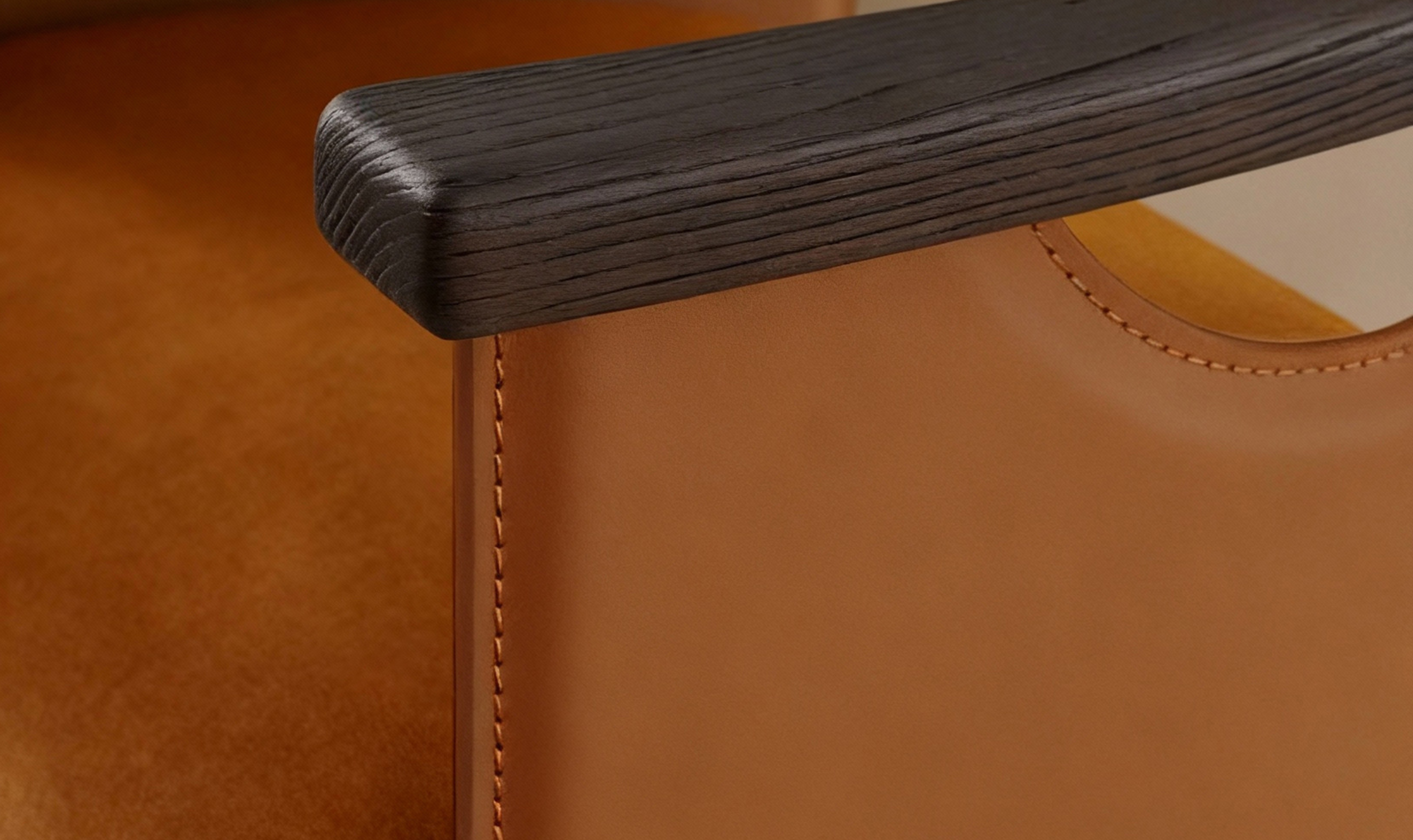 Klaussner Velyx Dirty Orange Leather Arm Dining Chair
