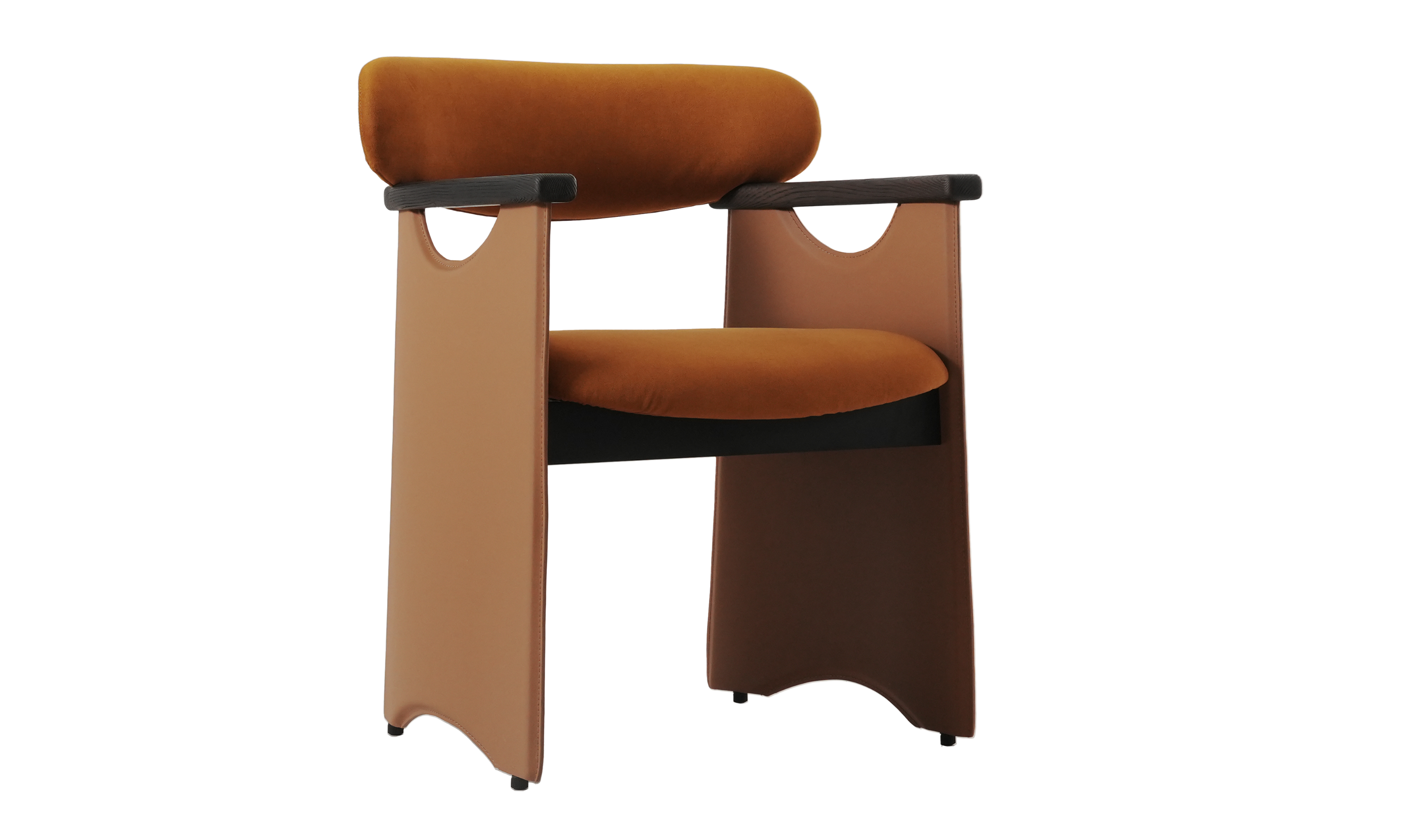 Klaussner Velyx Dirty Orange Leather Arm Dining Chair