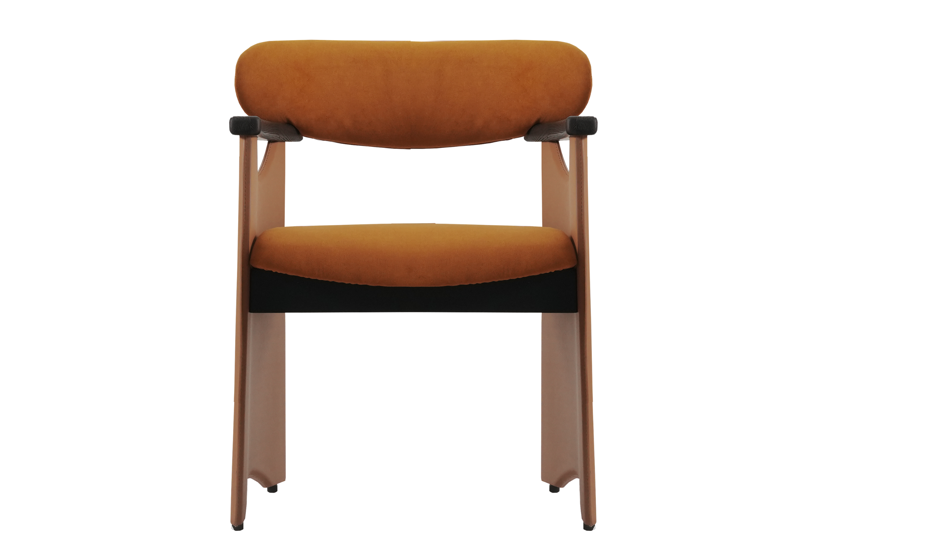 Klaussner Velyx Dirty Orange Leather Arm Dining Chair