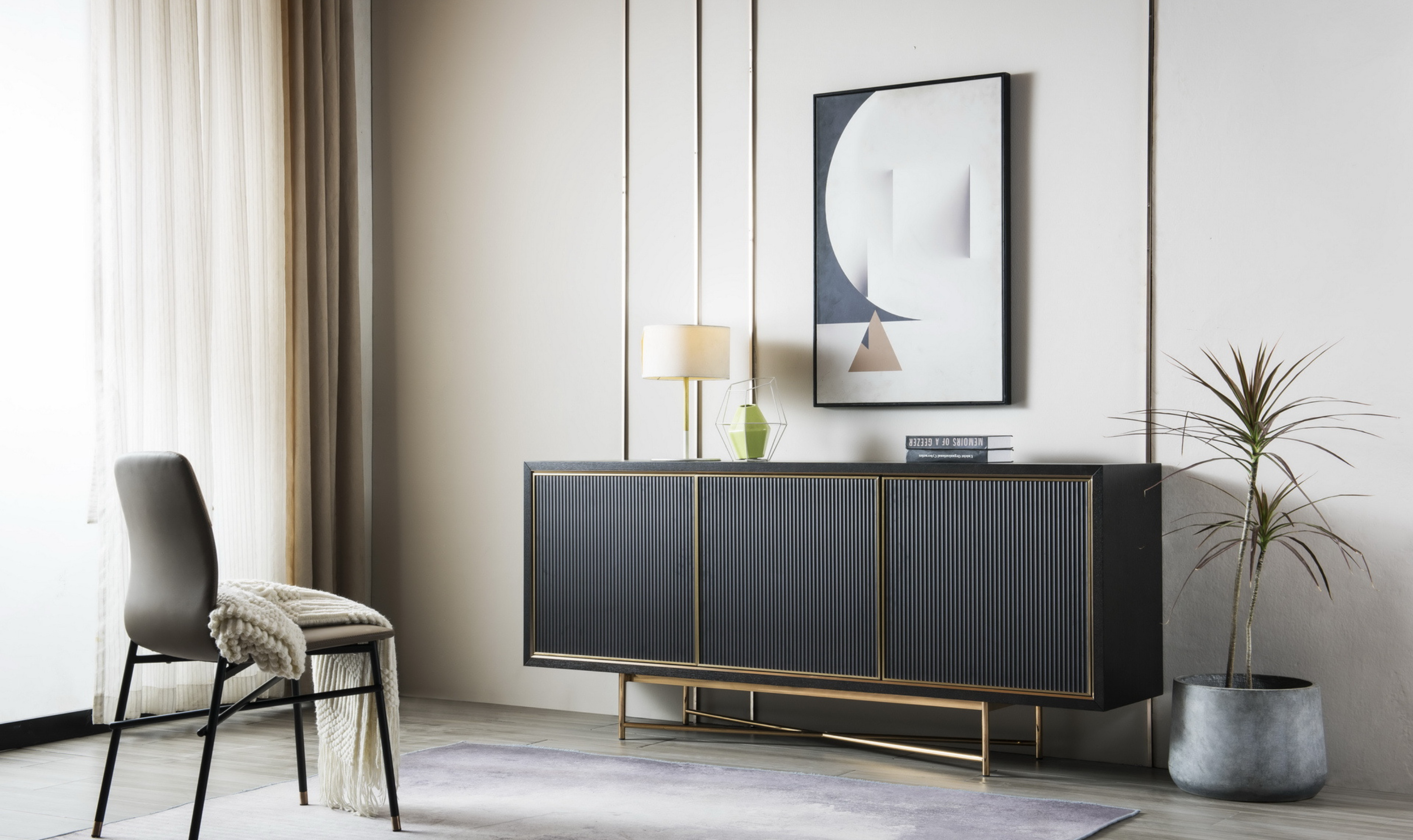 Klaussner Armadio Black Sideboard Cabinet in Wood