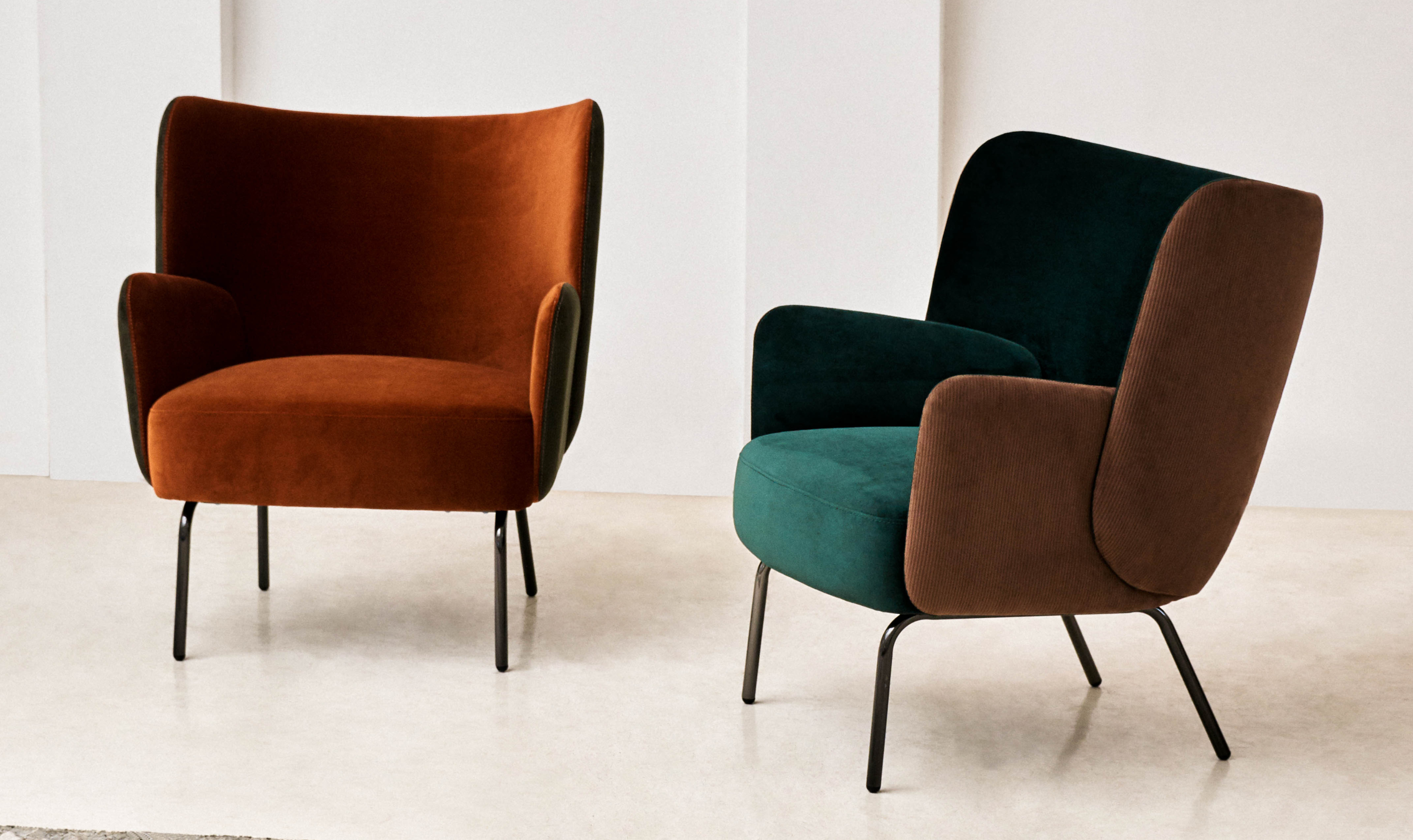 Klaussner Zavra Coffee Leisure Fabric Chair with Slim Metal legs