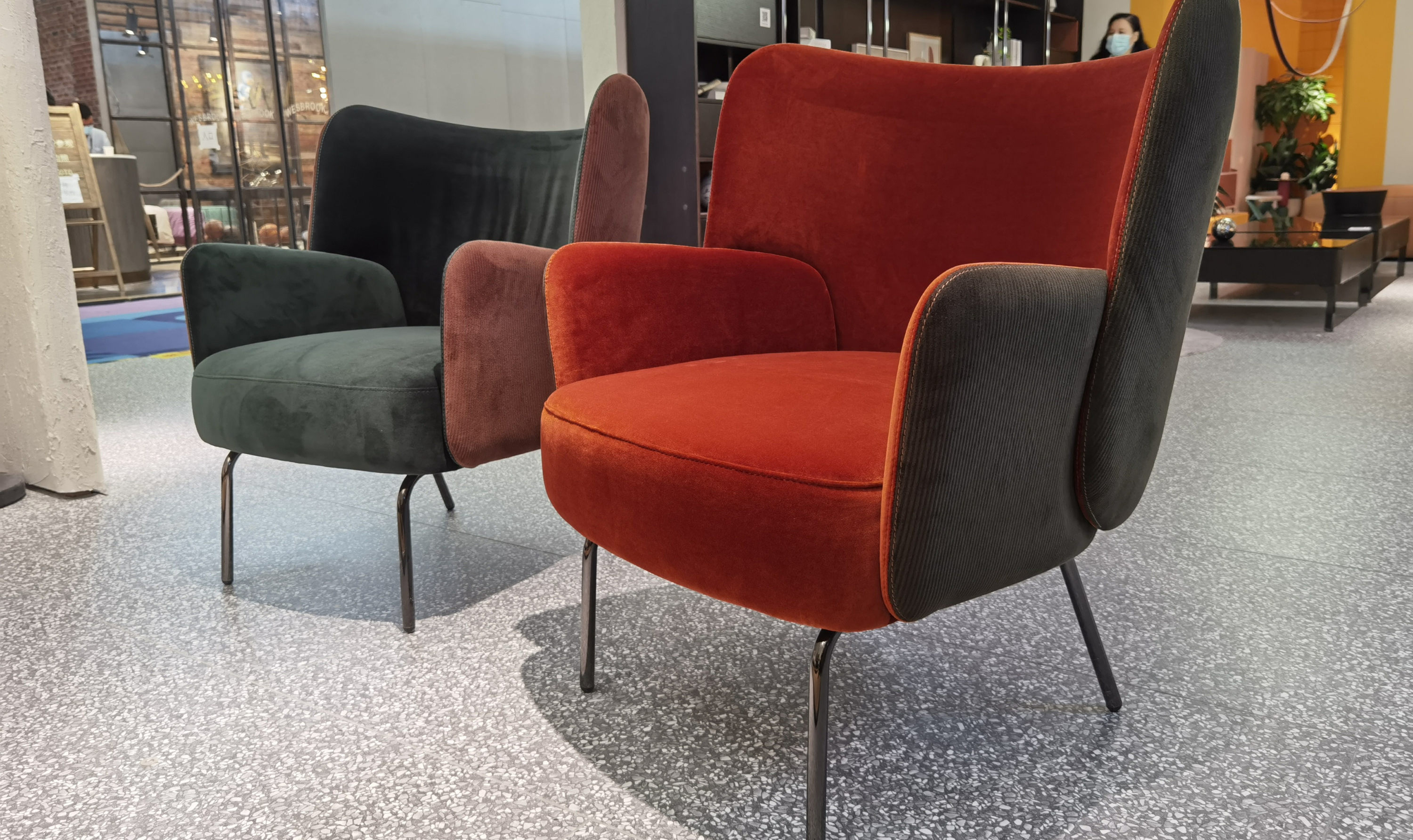 Klaussner Zavra Coffee Leisure Fabric Chair with Slim Metal legs