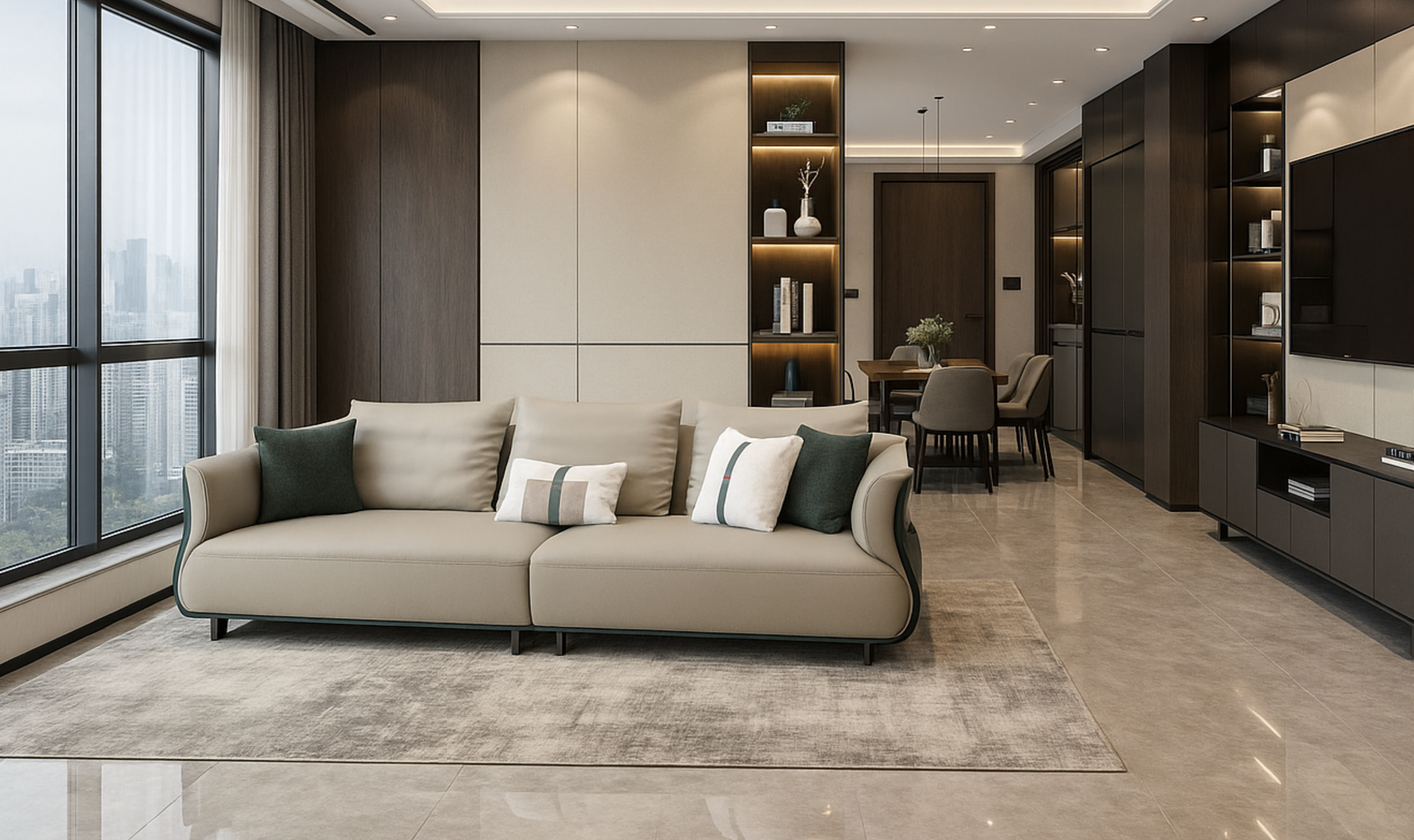 Klaussner Reverie 4-Seater Beige Leather Sofa