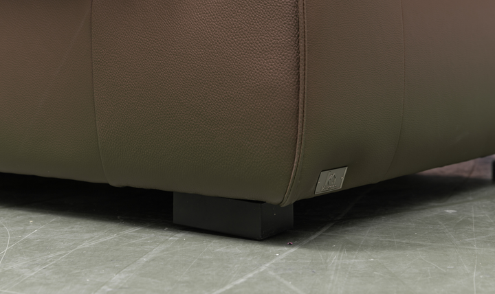 Klaussner Velisse Dark Brown Leather Stationary Sofa with S-Spring Seats