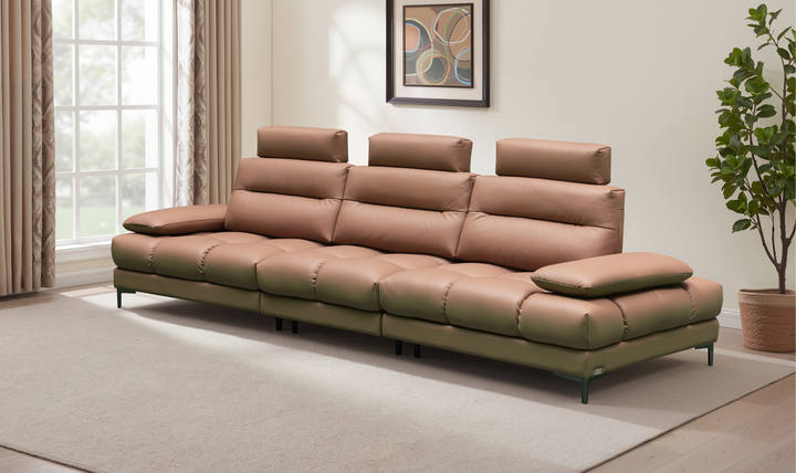 Klaussner Altavero Stationery Sofa With Deep Seating & Adjustable Headrest