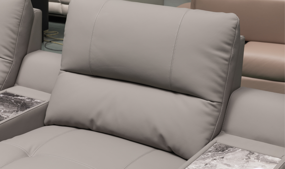 Klaussner Montello  Leather Triple Power Reclining Sofa With 2 Consoles