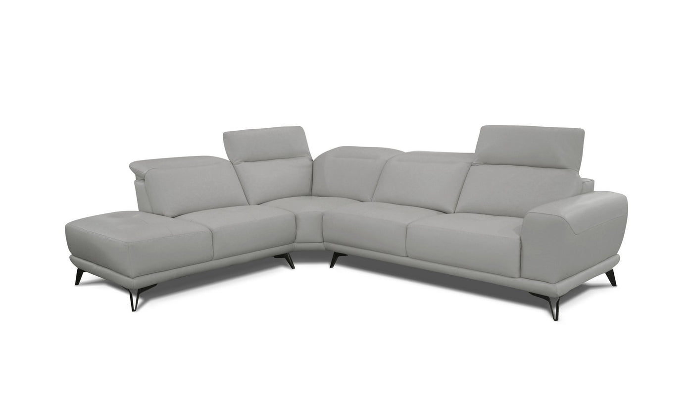 Karma L-shaped Leather Sectional Sofa with Manual Headrest
