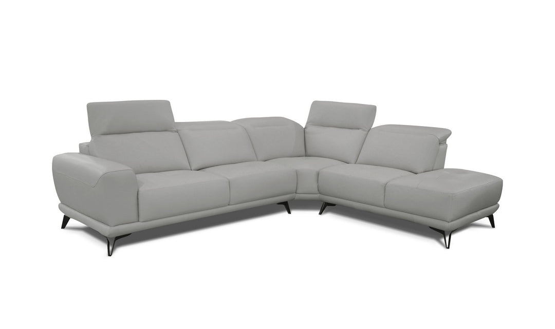 Bracci Karma L-shaped Leather Sectional Sofa with Manual Headrest