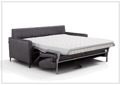 Wigan 3-Seater Gray Leather Queen Sleeper Sofa Bed