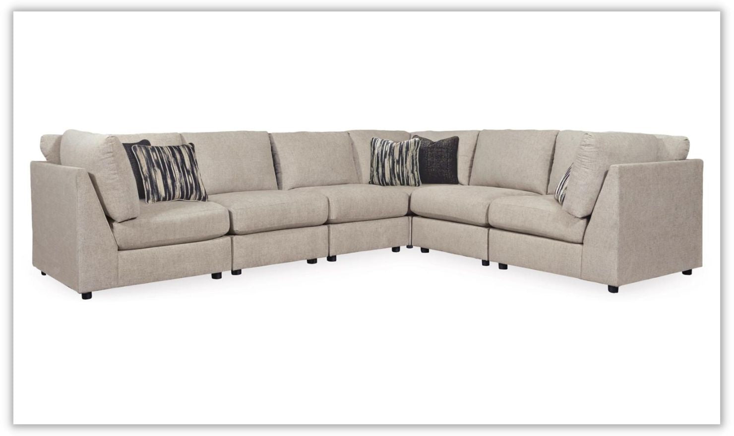 Modern Heritage Kellway Tuxedo Arms Modular Sectional Sofa in Beige