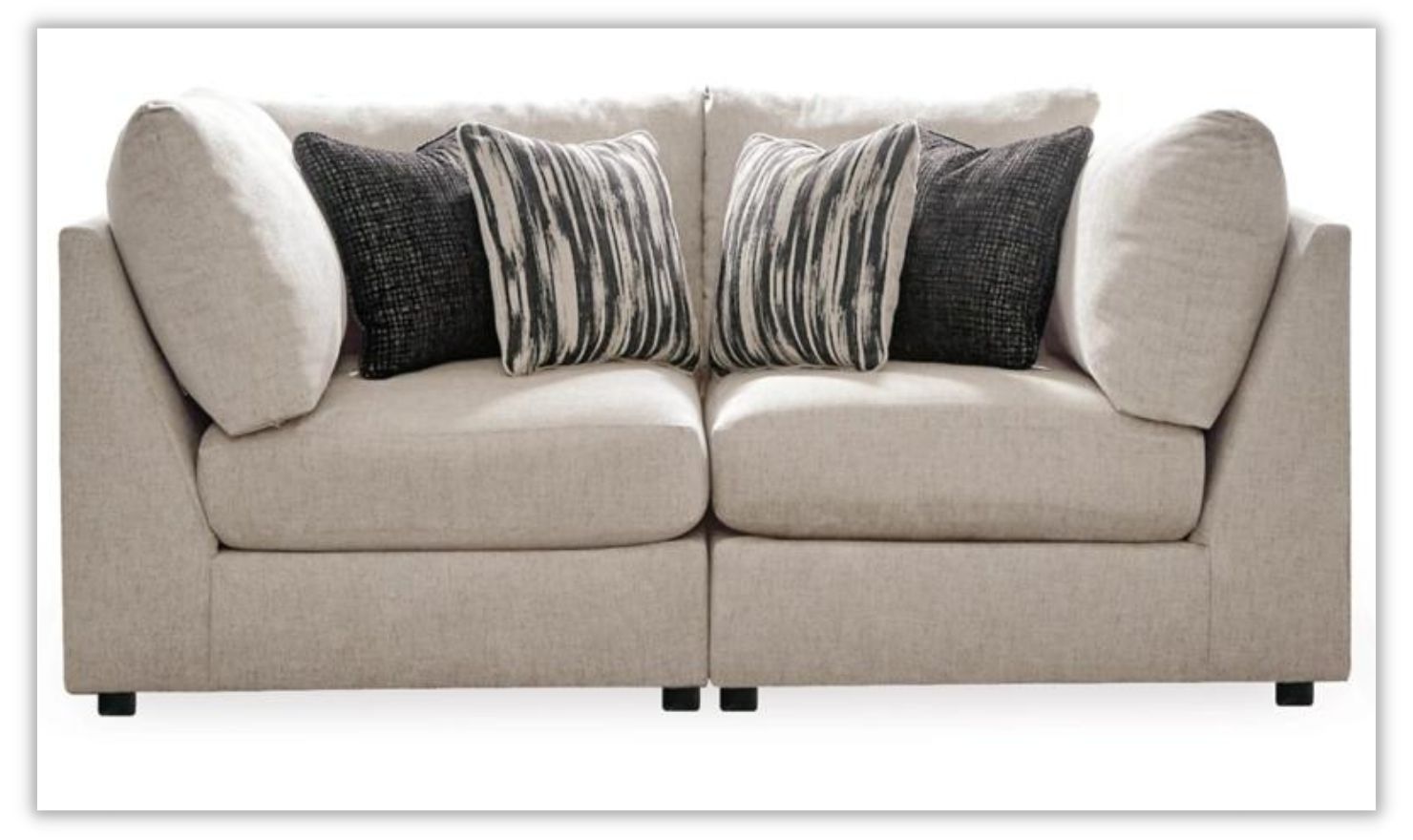 Modern Heritage Kellway Tuxedo Arms Modular Sectional Sofa in Beige