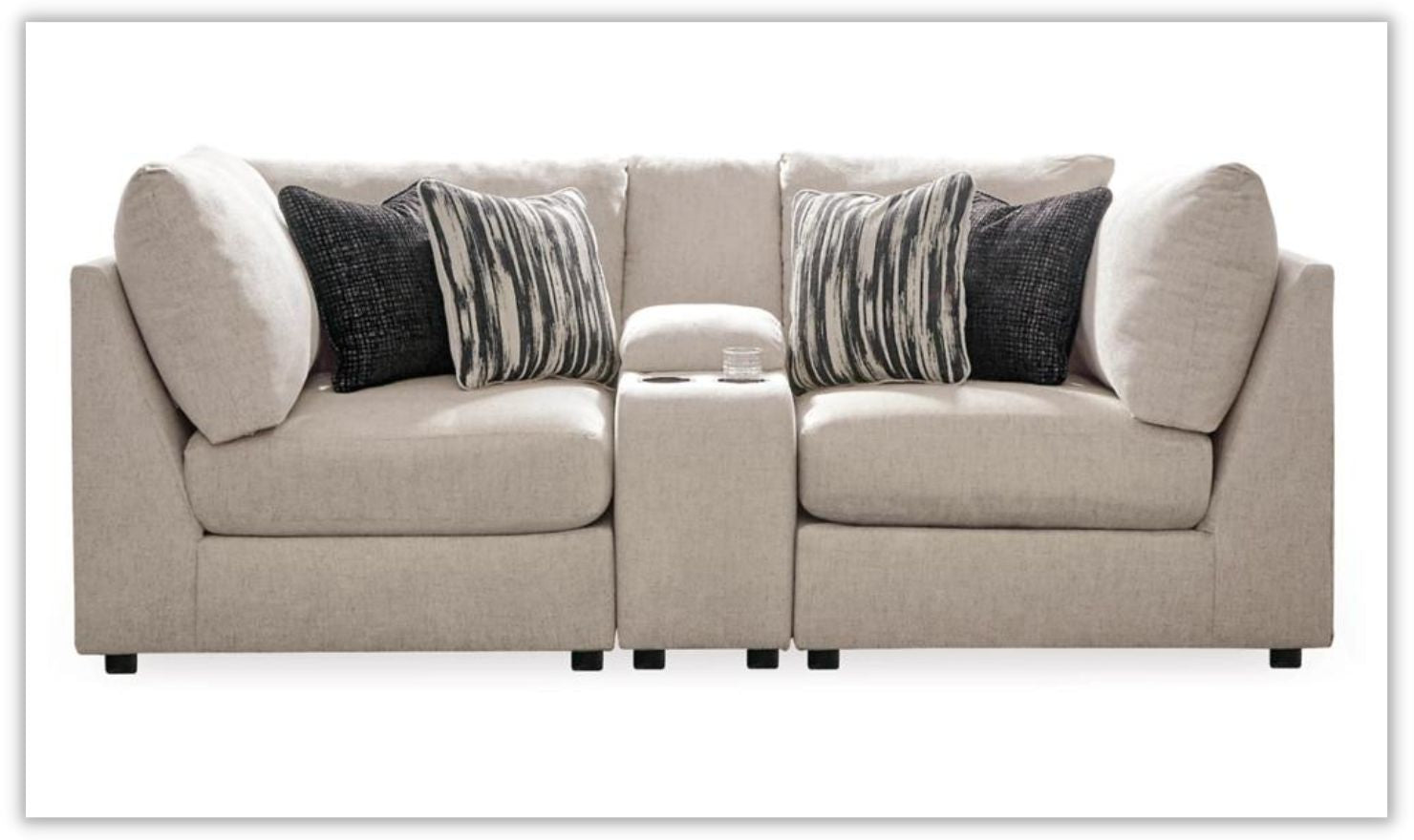 Modern Heritage Kellway Tuxedo Arms Modular Sectional Sofa in Beige