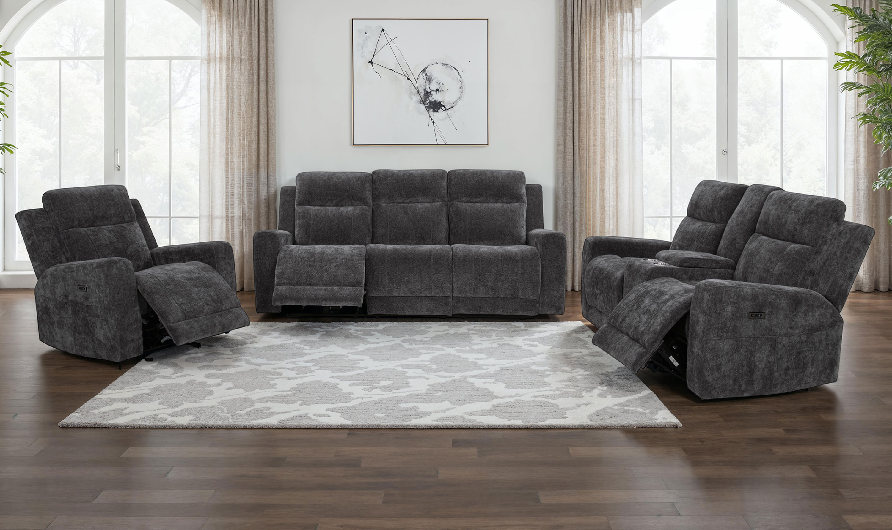Modern Heritage Kennett Fabric Power Reclining Living Room Set | Jennifer Furniture