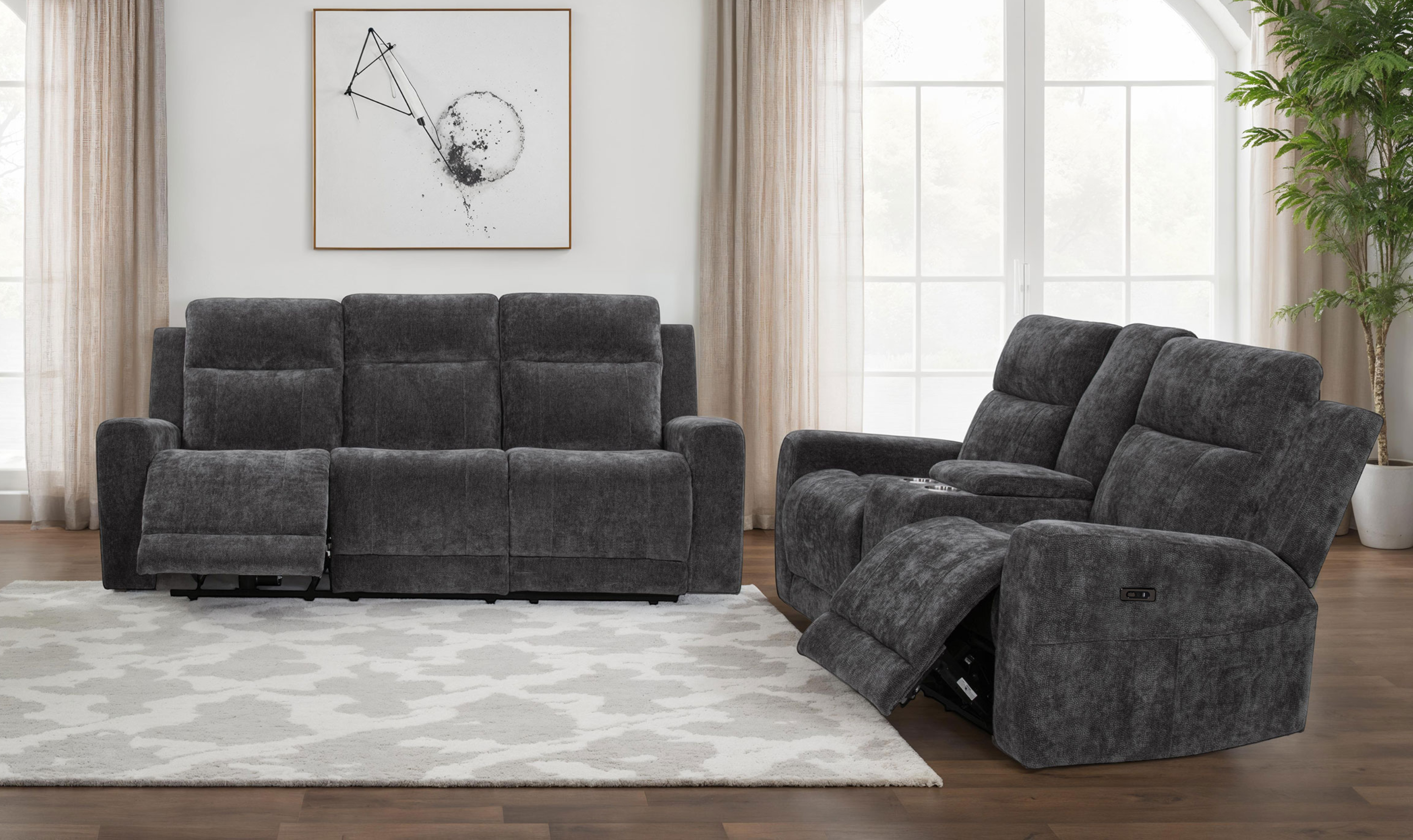 Modern Heritage Kennett Fabric Power Reclining Living Room Set | Jennifer Furniture