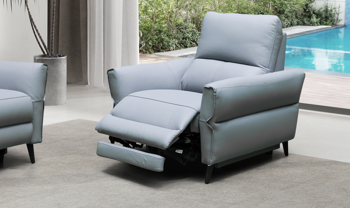 Klaussner Armonia Blue Leather Power Reclining Chair